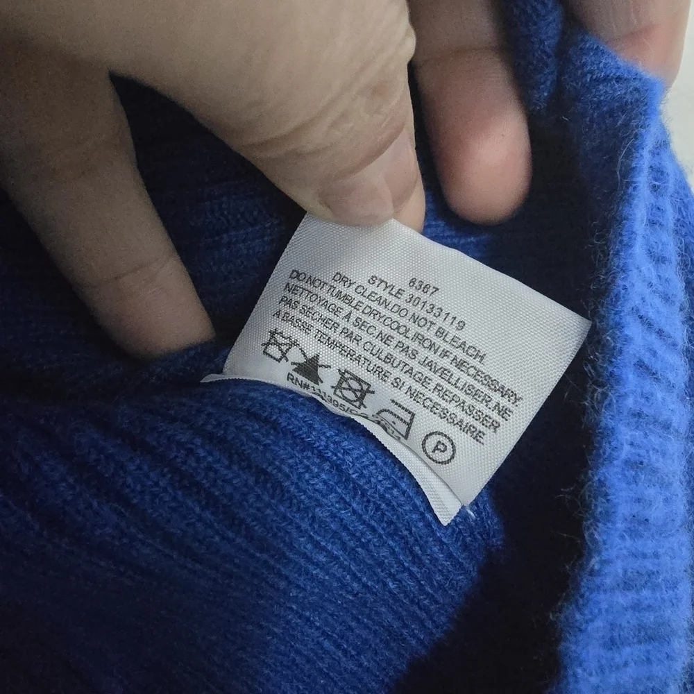 Tory Burch 100% Cashmere Cardigan in Cobalt Blue with small hole